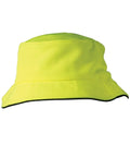 Pique Mesh With Sandwich Bucket Hat CH71 Active Wear Australian Industrial Wear Fluoro Yellow/Navy One size 