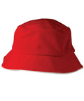 Pique Mesh With Sandwich Bucket Hat CH71 Active Wear Australian Industrial Wear Red/White One size 