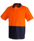 Cotton Jersey Two Tone Safety Polo SW35 Work Wear Australian Industrial Wear S Fluoro Orange/Navy 