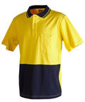 Cotton Jersey Two Tone Safety Polo SW35 Work Wear Australian Industrial Wear S Fluoro Yellow/Navy 
