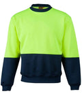 Hi-vis 2 Tone Crew Neck SW09 Work Wear Australian Industrial Wear S Fluoro Yellow/Navy 