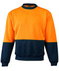 Hi-vis 2 Tone Crew Neck SW09 Work Wear Australian Industrial Wear S Fluoro Orange/Navy 