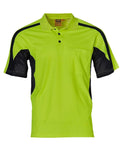Hi-vis Fashion Polo Unisex SW25 Work Wear Australian Industrial Wear Fluoro Yellow/Navy 2XS 