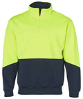 Hi-vis Long Sleeve Fleece Sweat SW13A Work Wear Australian Industrial Wear S Fluoro Yellow/Navy 
