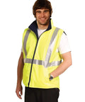 Hi-vis Reversible Safety Vest With 3m Tapes SW19A Work Wear Australian Industrial Wear 2XS Fluoro Yellow/Reflective Silver/Navy 