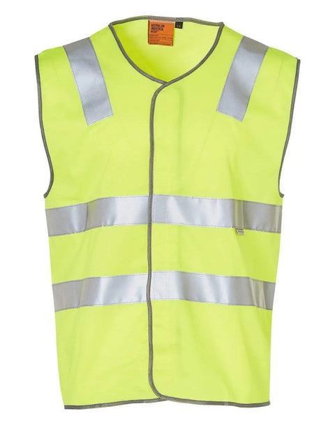 Hi-vis Safety Vest SW03 Work Wear Australian Industrial Wear S/M Fluoro yellow/ silver 