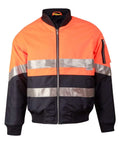 Hi-vis Two Tone Flying Jacket SW16A Work Wear Australian Industrial Wear S Fluoro Orange/Navy 