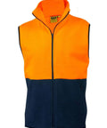 Hi-vis Two Tone Vest SW08 Work Wear Australian Industrial Wear S Fluoro Orange/Navy 