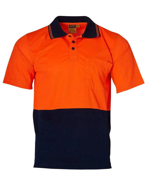 High Visibility Short Sleeve SW01TD Work Wear Australian Industrial Wear Fluoro Orange/Navy S 