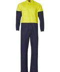 Men's Two Tone Coverall Regular Size SW204 Work Wear Australian Industrial Wear 77R Yellow/Navy 