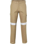 Pre-shrunk Drill Pants With 3m Tapes Stout Size WP08HV Work Wear Australian Industrial Wear 87S Khaki (Single Reflective Tape) 