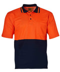 Safety Polo SW12 Work Wear Australian Industrial Wear S Fluoro Orange/Navy 