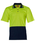 Safety Polo SW12 Work Wear Australian Industrial Wear S Fluoro Yellow/Navy 