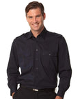 BENCHMARK Men's Long Sleeve Military Shirt M7912 Corporate Wear Benchmark Navy S 