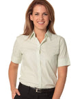 BENCHMARK Women's Balance Stripe Short Sleeve Shirt  M8234 Corporate Wear Benchmark Mint/White 6 