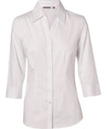 BENCHMARK Women's Cotton/Poly Stretch 3/4 Sleeve Shirt M8020Q Corporate Wear Benchmark White 6 