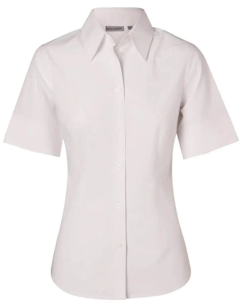 BENCHMARK Women's Cotton/Poly Stretch Sleeve Shirt M8020S Corporate Wear Benchmark White 6 