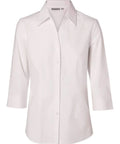 BENCHMARK Women's Fine Twill 3/4 Sleeve Shirt M8030Q Corporate Wear Benchmark White 6 
