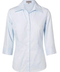 BENCHMARK Women's Self Stripe 3/4 Sleeve Shirt M8100Q Corporate Wear Benchmark Pale Blue 6 
