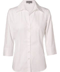 BENCHMARK Women's Self Stripe 3/4 Sleeve Shirt M8100Q Corporate Wear Benchmark White 6 