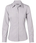 BENCHMARK Women's Ticking Stripe Long Sleeve Shirt M8200L Corporate Wear Benchmark Grey/White 6 