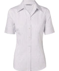 BENCHMARK Women's Ticking Stripe Short Sleeve Shirt M8200S Corporate Wear Benchmark White/Blue 6 