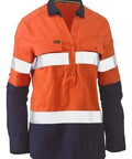 Bisley Workwear Work Wear Orange/Navy / 6 Bisley WOMENS TAPED HI VIS STRETCH V-NECK SHIRT BLC6064T