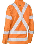 Bisley Workwear Work Wear Bisley WOMENS TAPED X BACK LIGHTWEIGHT HI VIS DRILL RAIL SHIRT BL6166XT