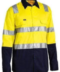 Bisley Workwear Work Wear YELLOW/NAVY (TT01) / S BISLEY WORKWEAR 3M TAPED COOL LIGHTWEIGHT HI VIS SHIRT WITH SHOULDER TAPE - LONG SLEEVE BS6432T
