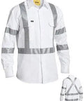 Bisley Workwear Work Wear WHITE (BWHT) / S BISLEY WORKWEAR 3M TAPED NIGHT COTTON DRILL SHIRT - LONG SLEEVE BS6807T
