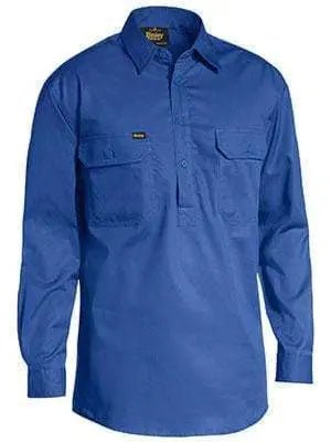 Bisley Workwear Work Wear NAVY (BPCT) / S BISLEY WORKWEAR CLOSED FRONT COOL LIGHTWEIGHT DRILL SHIRT LONG SLEEVE BSC6820