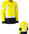 Bisley Workwear Work Wear YELLOW/NAVY (TT01) / S BISLEY WORKWEAR FLEX & MOVE™ X TAPED HI VIS UTILITY SHIRT LONG SLEEVE BS6177XT