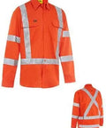 Bisley Workwear Work Wear BISLEY WORKWEAR TAPED X BACK BIOMOTION COOL LIGHTWEIGHT HI VIS SHIRT - LONG SLEEVE BS6166XT
