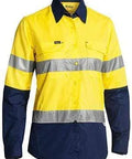 Bisley Workwear Work Wear YELLOW/NAVY (TT01) / 8 BISLEY WORKWEAR WOMENS 3M TAPED X AIRFLOW™ RIPSTOP HI VIS SHIRT - LONG SLEEVE BL6415T