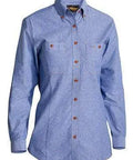 Bisley Workwear Work Wear BLUE (BWED) / 8 BISLEY WORKWEAR WOMENS CHAMBRAY SHIRT  - LONG SLEEVE B76407L