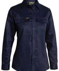 Bisley Workwear Work Wear NAVY (BPCT) / 8 BISLEY WORKWEAR WOMENS DRILL SHIRT - LONG SLEEVE BL6339