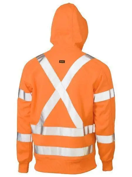Bisley Workwear Work Wear Bisley X TAPED HI VIS ZIP FRONT FLEECE RAIL HOODIE BK6819XT
