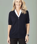 Biz Care Womens Zip Front Short Sleeve Knit CK962LC - Simply Scrubs Australia