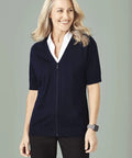 Biz Care Womens Zip Front Short Sleeve Knit CK962LC - Simply Scrubs Australia