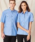 Biz Collection Corporate Wear Biz Collection Men’s Wrinkle Free Chambray Short Sleeve Shirt Sh113