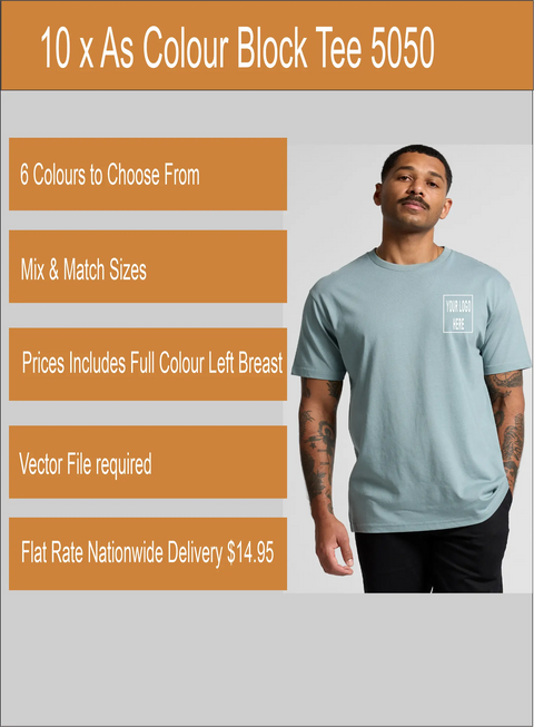 As Colour Printed Men's Block Tee 5050 (Printed 10 pack) - Allsorts Workwear