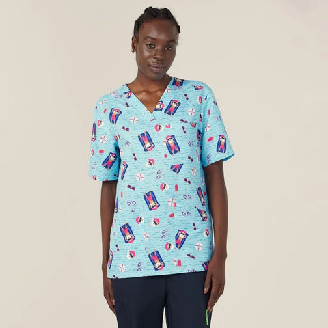 Unisex Christmas Santa Pool Party Scrub Top CATRGK - Allsorts Workwear