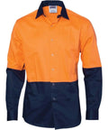 DNC Workwear Hospitality & Chefwear Orange/Navy / XS DNC WORKWEAR Hi-Vis Cool Breeze Food Industry Long Sleeve Cotton Shirt 3942