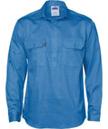 DNC Workwear Work Wear Sky / 4XL DNC WORKWEAR 190 GSM Cotton Drill Closed Front Long Sleeve Work Shirt 3204