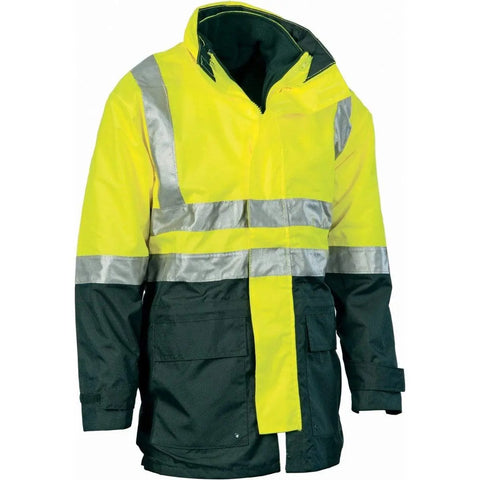DNC Workwear Work Wear Yellow/Bottle Green / S DNC WORKWEAR 4-in-1 Hi-Vis Two-Tone Breathable Jacket with Vest and 3M Reflective Tape 3864