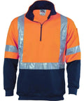 DNC Workwear Work Wear DNC WORKWEAR Hi-Vis 1/2 Zip Fleecy with ‘X’ Back & additional Tape on Tail 3930