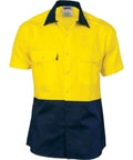 DNC Workwear Work Wear Yellow/Navy / 2XL DNC WORKWEAR Hi-Vis 2 Tone Cool-Breeze Short Sleeve Cotton Shirt  3839