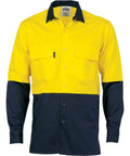 DNC Workwear Work Wear Yellow/Navy / 5XL DNC WORKWEAR Hi-Vis 3 Way Cool-Breeze Long Sleeve Cotton Shirt 3938