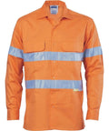 DNC Workwear Work Wear Orange / XS DNC WORKWEAR Hi-Vis 3 Way Cool-Breeze Long Sleeve Cotton Shirt with 3M Reflective Tape 3947