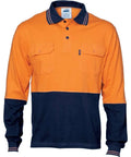 DNC Workwear Work Wear DNC WORKWEAR Hi-Vis Cool-Breeze 2-Tone Cotton Jersey Long Sleeve Polo Shirt with Twin Chest Pocket 3944